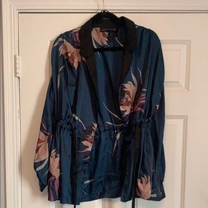Floral Kimono Jacket in Blue and Pink